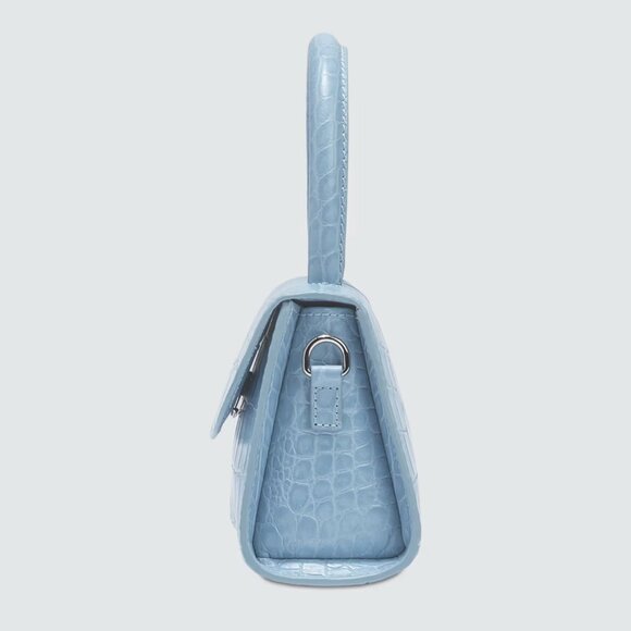 BY FAR Mini Croc-Embossed Leather Top Handle Bag (Sky Blue) - Picture 6 of 8